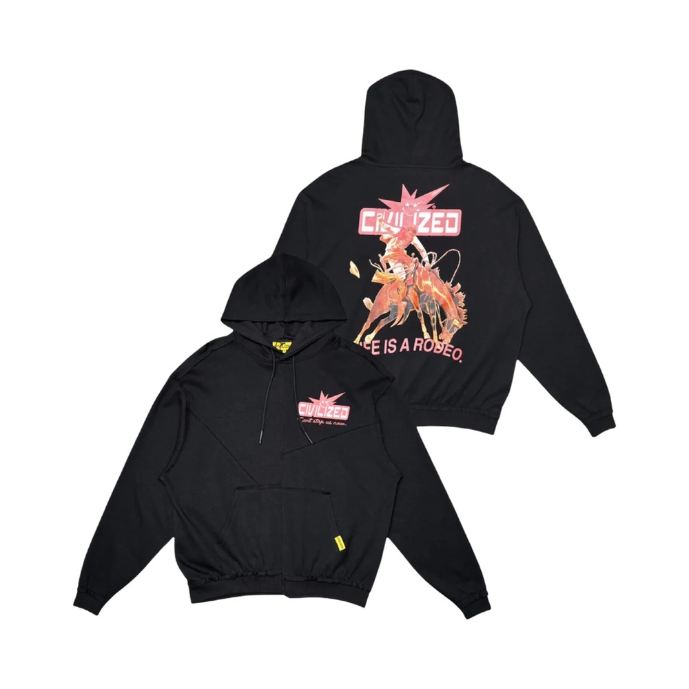 Civilized Life is a Rodeo Black Graphic Hoodie